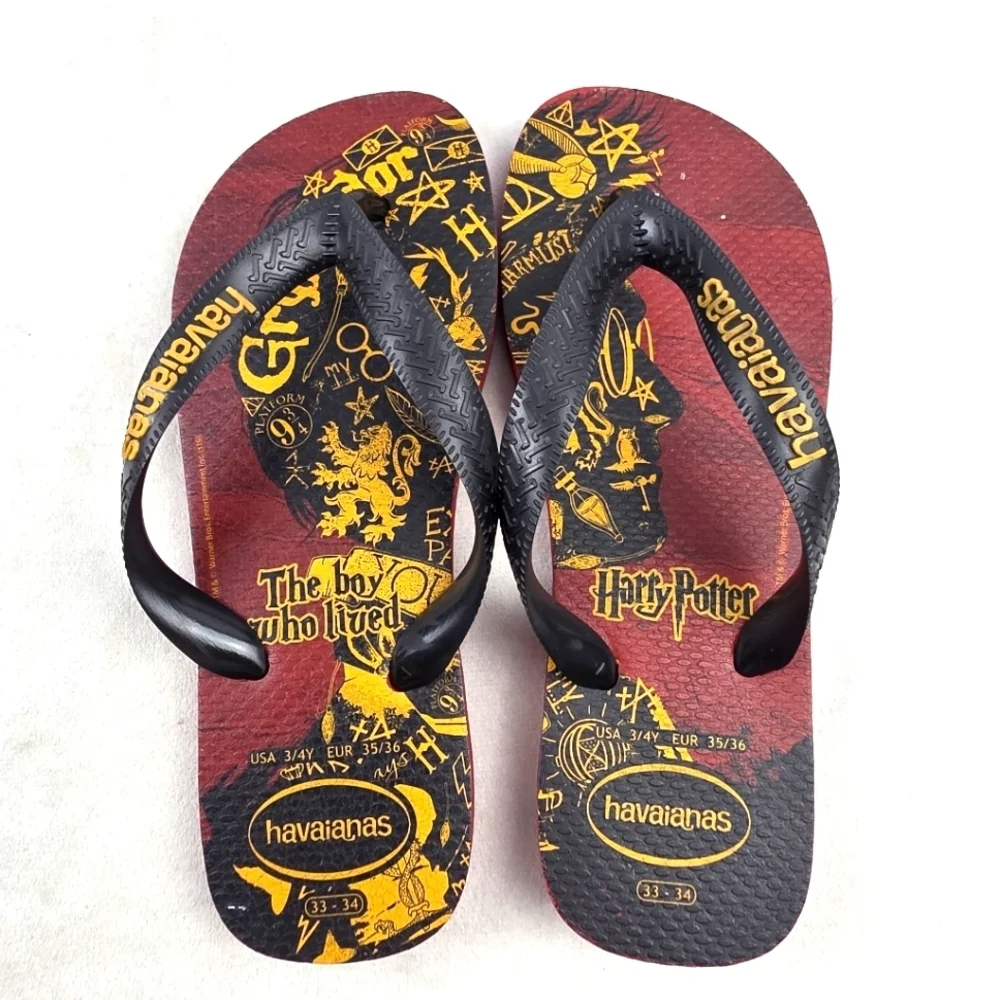 Havaianas Harry Potter Griffindor Flip Flops Kids Size 3-4 Adults 35-36 (4.5-5.5